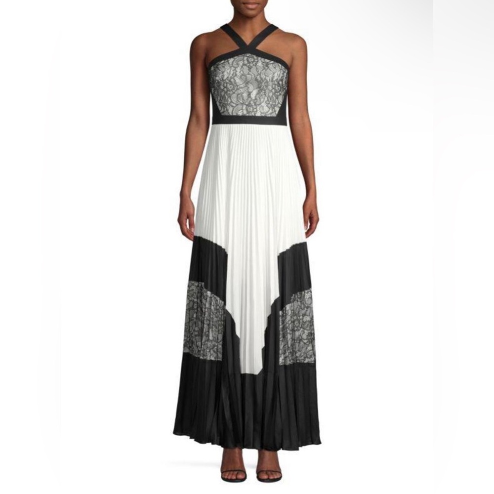 BCBG Lace Pleated Gown 

Black and white with halter top

NWT

Size 4